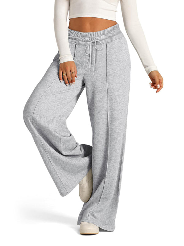 Pants - Comfy Wide Waistband Lounge Trousers Wide-Leg Pants