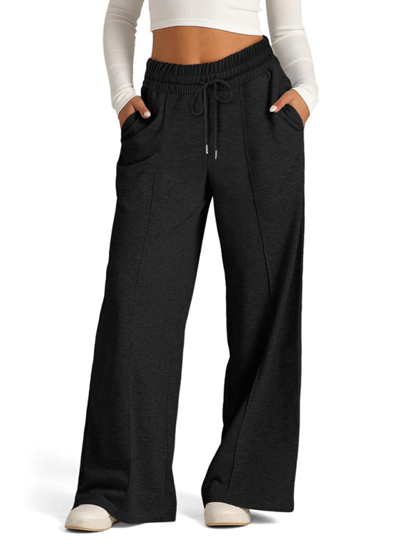 Pants - Comfy Wide Waistband Lounge Trousers Wide-Leg Pants