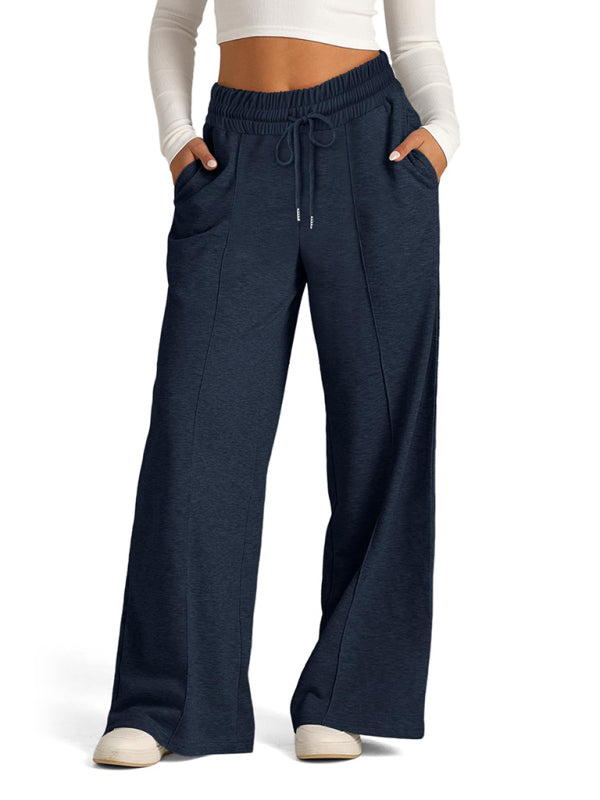 Pants - Comfy Wide Waistband Lounge Trousers Wide-Leg Pants