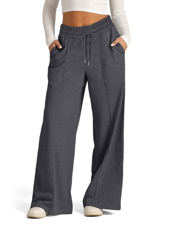 Pants - Comfy Wide Waistband Lounge Trousers Wide-Leg Pants