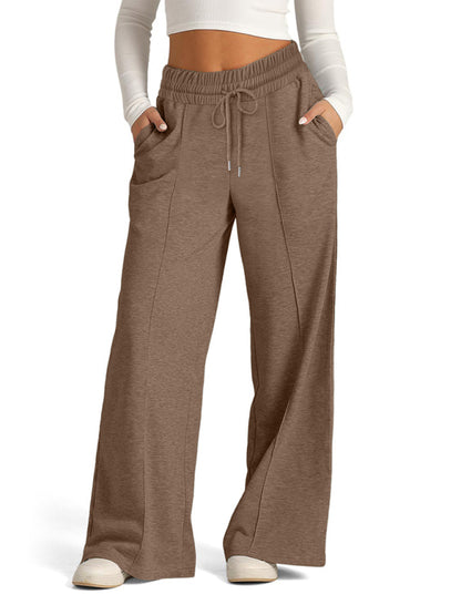 Pants - Comfy Wide Waistband Lounge Trousers Wide-Leg Pants