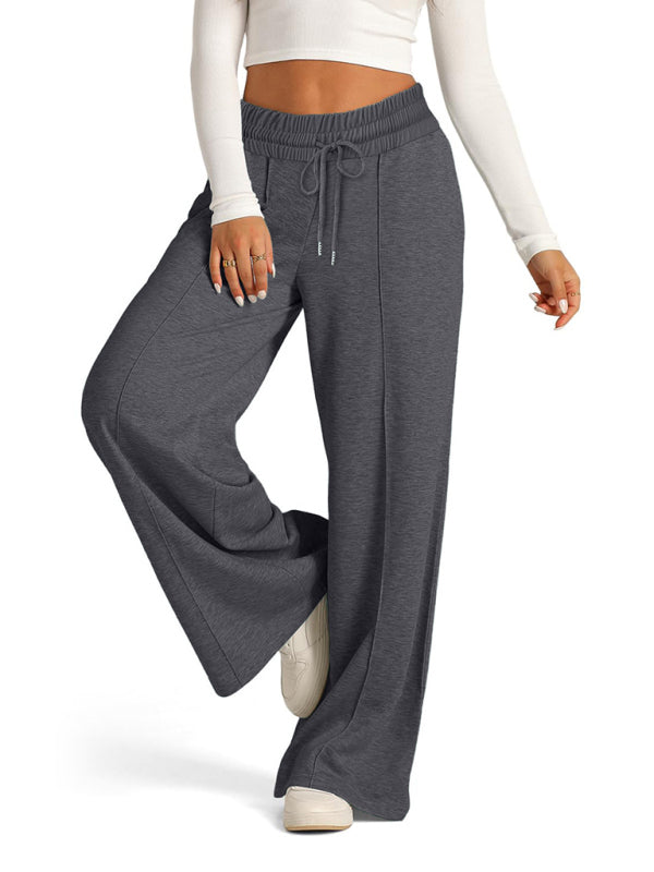 Pants - Comfy Wide Waistband Lounge Trousers Wide-Leg Pants