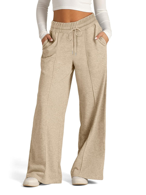 Pants - Comfy Wide Waistband Lounge Trousers Wide-Leg Pants