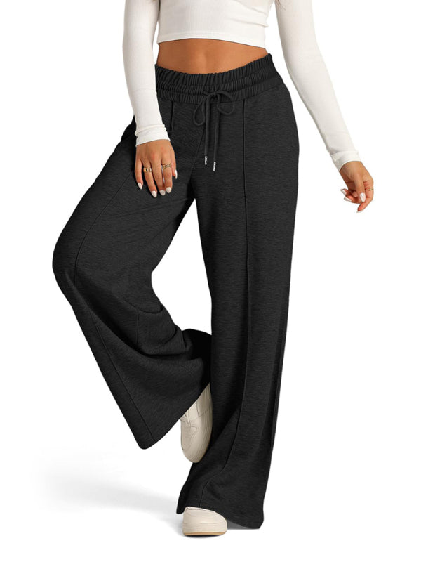 Pants - Comfy Wide Waistband Lounge Trousers Wide-Leg Pants