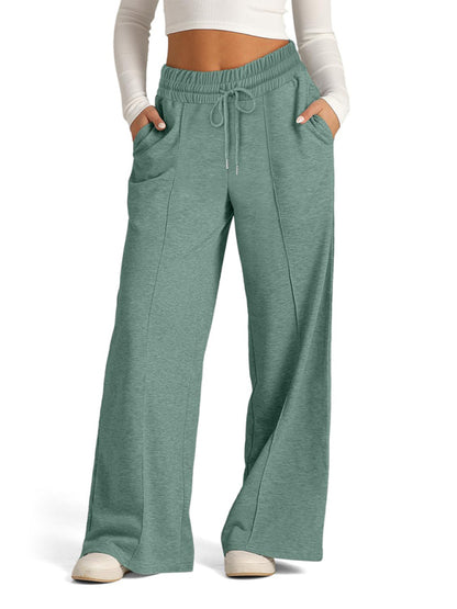 Pants - Comfy Wide Waistband Lounge Trousers Wide-Leg Pants