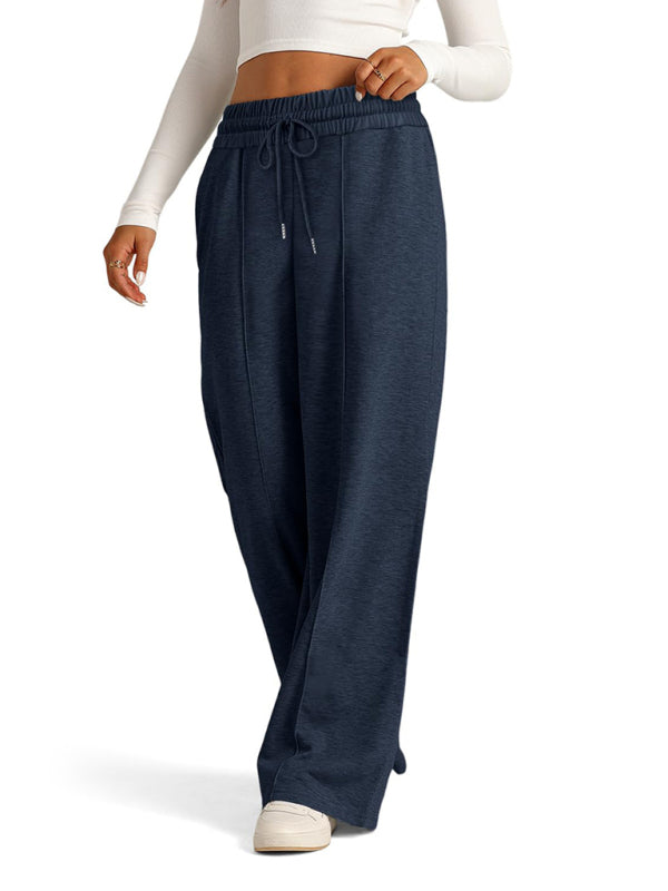 Pants - Comfy Wide Waistband Lounge Trousers Wide-Leg Pants