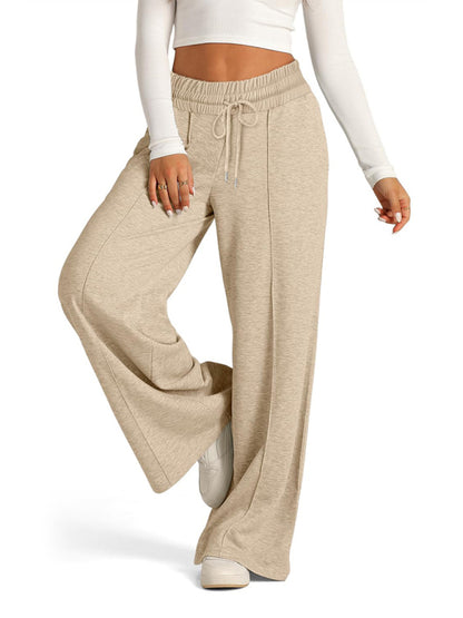 Pants - Comfy Wide Waistband Lounge Trousers Wide-Leg Pants