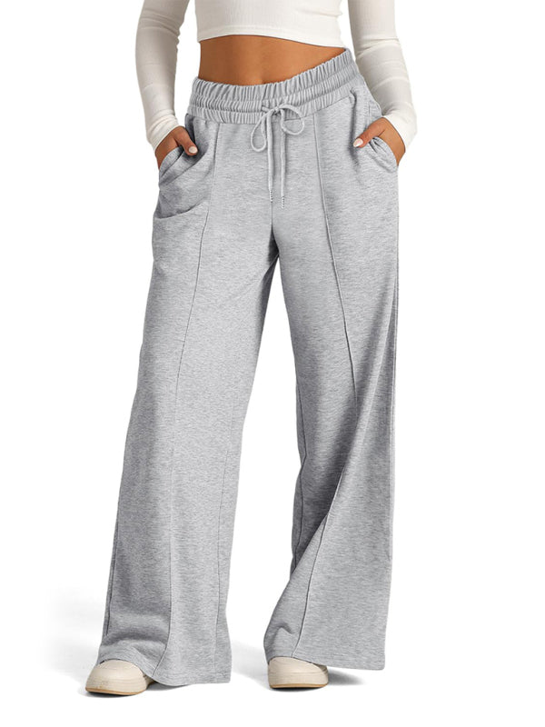 Pants - Comfy Wide Waistband Lounge Trousers Wide-Leg Pants