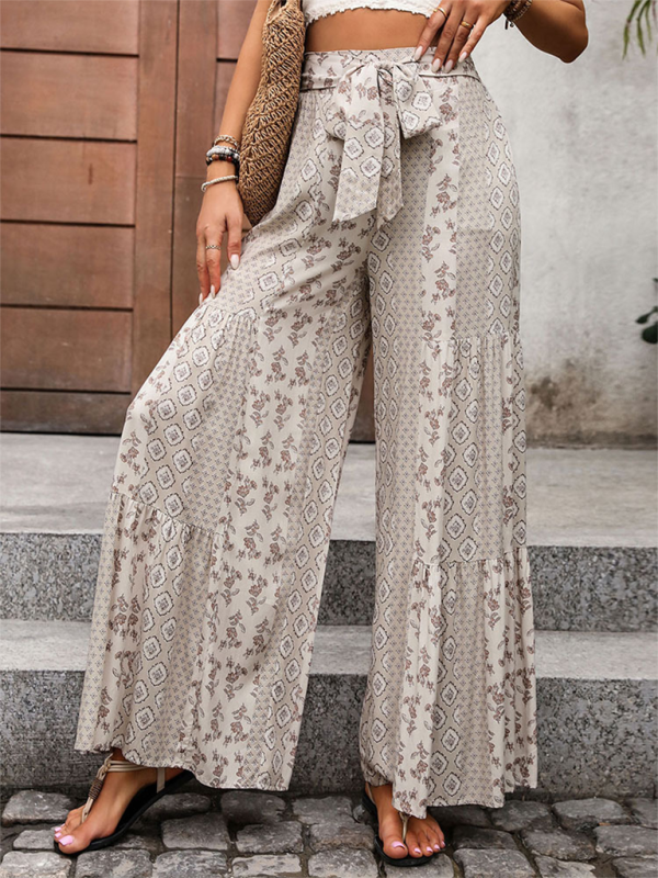 Pantalon large d'inspiration bohème avec style Palazzo ceinturé