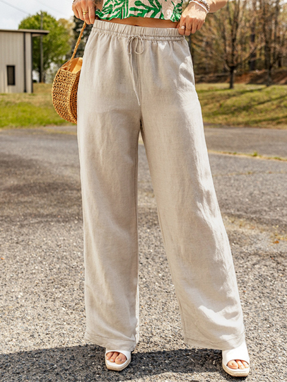 Pants - Linen Wide-Leg Pants