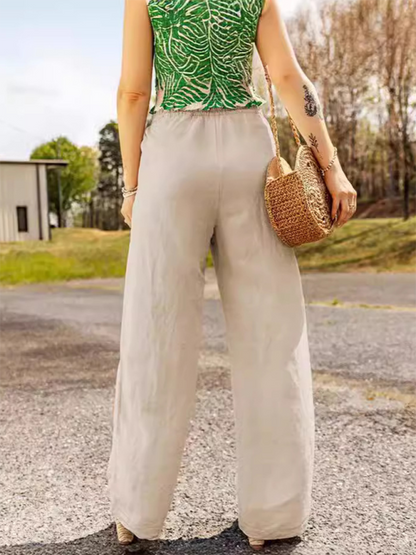 Pants - Linen Wide-Leg Pants