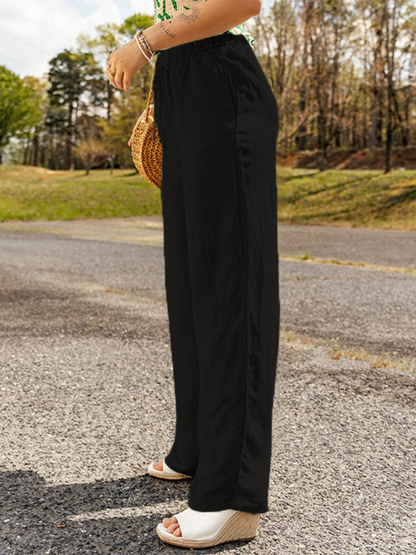 Pants - Linen Wide-Leg Pants