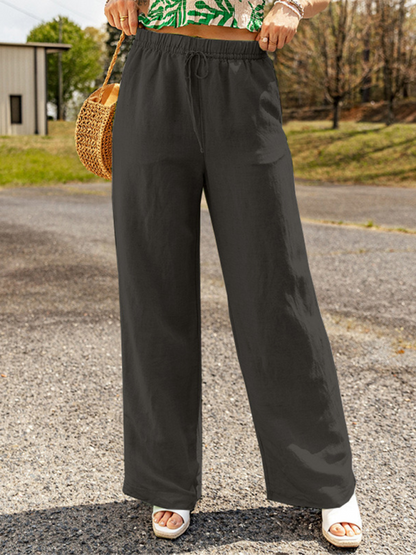 Pants - Linen Wide-Leg Pants