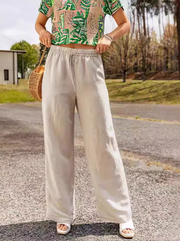 Pants - Linen Wide-Leg Pants