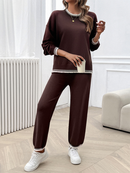 Pants Set- Comfy Women’s Lounge Set Fall Pants & Pullover- - Chuzko Women Clothing