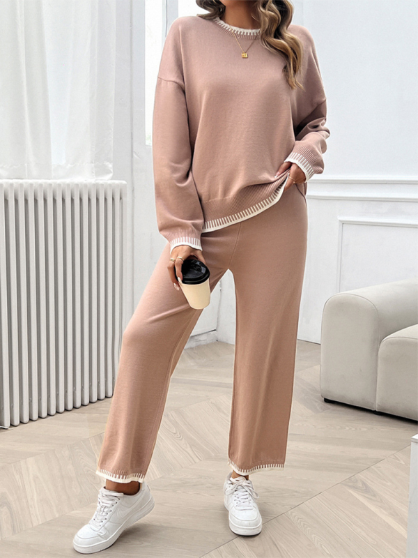 Pants Set- Comfy Women’s Lounge Set Fall Pants & Pullover- - Chuzko Women Clothing