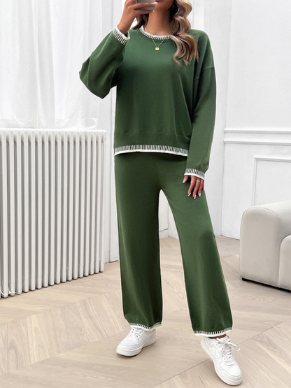 Pants Set- Comfy Women’s Lounge Set Fall Pants & Pullover- - Chuzko Women Clothing