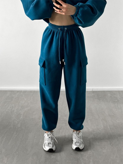 Pants Set - Lounge Street Cargo Sweatpants & Hooded Sweatshirt