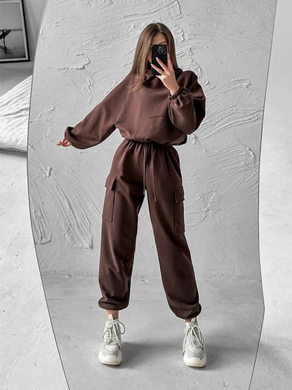 Pants Set - Lounge Street Cargo Sweatpants & Hooded Sweatshirt