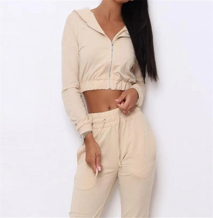 Pants Sets - Casual Hooded Sweatshirt & Jogger Pants Two Piece Sporty Set