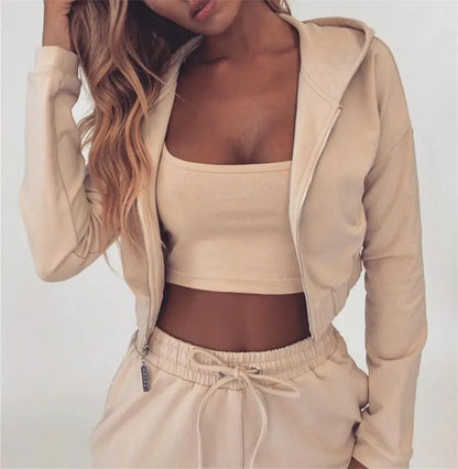 Pants Sets - Casual Hooded Sweatshirt & Jogger Pants Two Piece Sporty Set