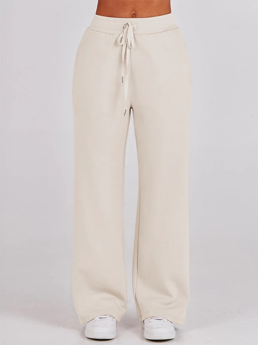 Pants Sets- Comfy Loungewear Set Pants and Quarter-zip Sweatshirt