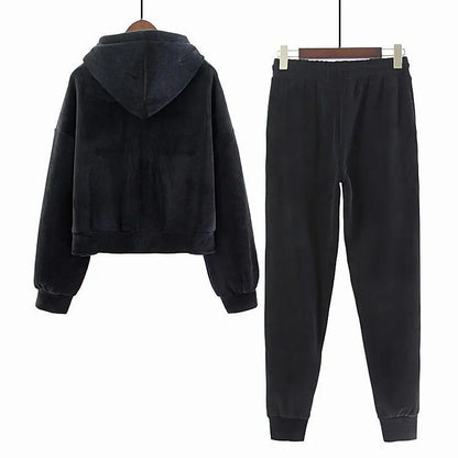 Pants Sets - Velour Hoodie & Joggers Set Lounge Velvety Tracksuit