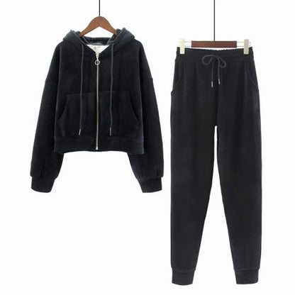 Pants Sets - Velour Hoodie & Joggers Set Lounge Velvety Tracksuit