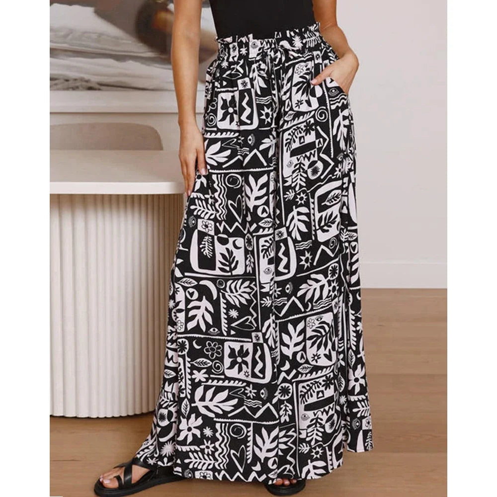 Pants- Spring Style Women's Floral Wide-Leg Smocked Pants- - Pekosa Women Fashion