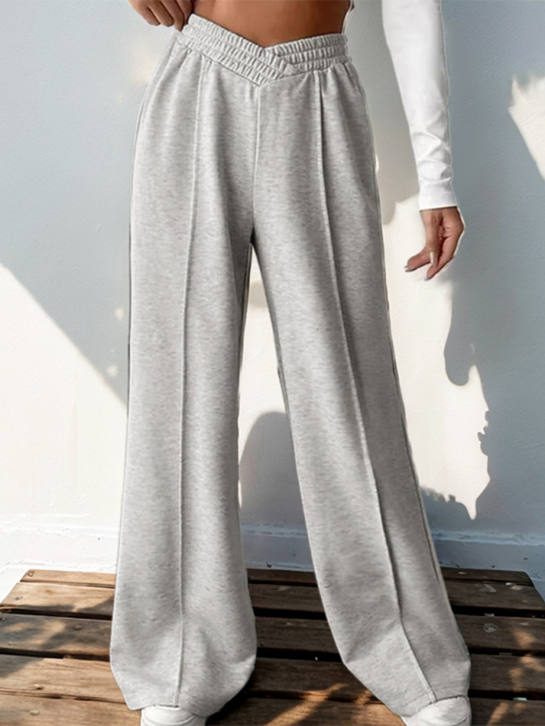 Women Wide-Leg Polyester Pants for All Seasons