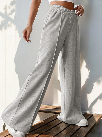 Women Wide-Leg Polyester Pants for All Seasons