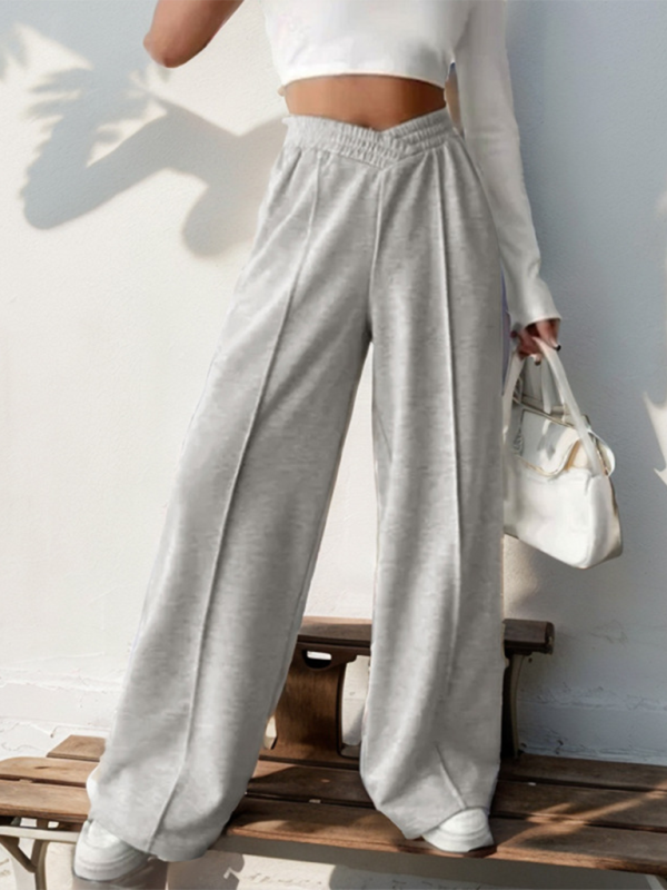 Women Wide-Leg Polyester Pants for All Seasons