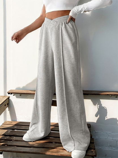 Women Wide-Leg Polyester Pants for All Seasons