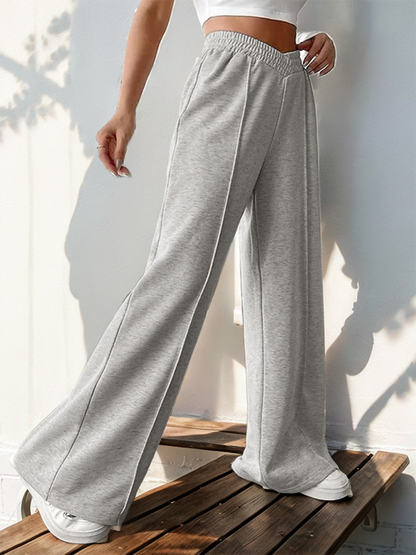 Women Wide-Leg Polyester Pants for All Seasons