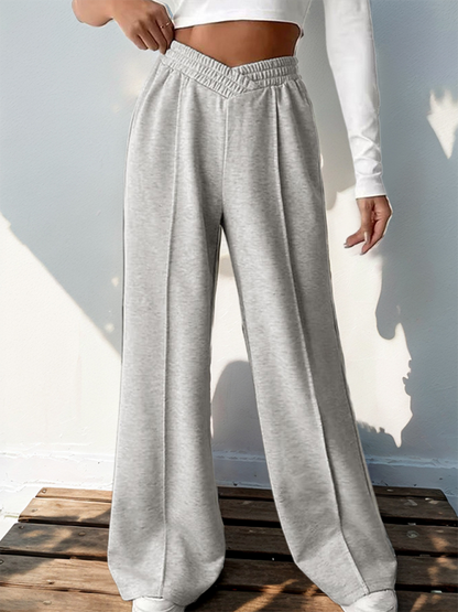 Women Wide-Leg Polyester Pants for All Seasons