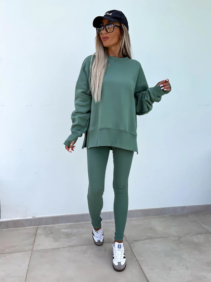 Sporty Casual Set Leggings & Oversized Sweatshirt