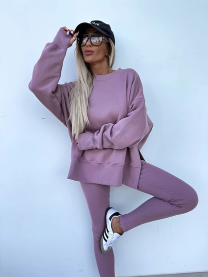 Sporty Casual Set Leggings & Oversized Sweatshirt