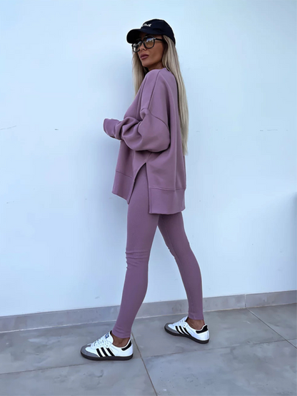 Sporty Casual Set Leggings & Oversized Sweatshirt