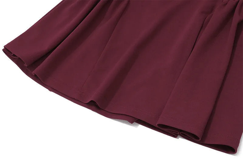 Party Dresses - Burgundy Off-Shoulder Flair Mini Dress with Scarf