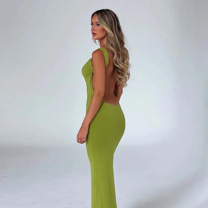 Tenue de mariage Robe verte longue au sol pour invités et soirées élégantes