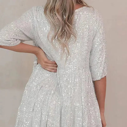 Party Dresses- Holiday Sparkle Festive Sequined Dress