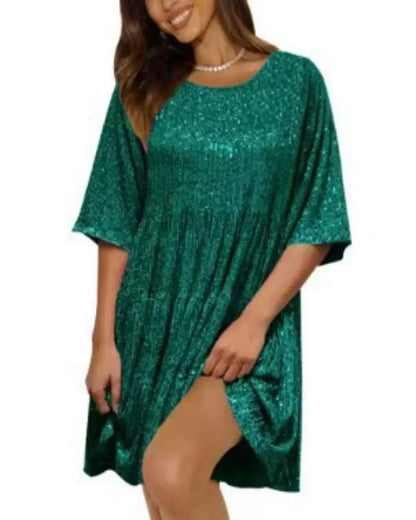 Party Dresses- Holiday Sparkle Festive Sequined Dress