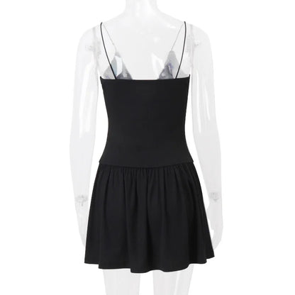 Party Dresses- Women Skater Cutout Mini Dress with Decorative Chain- - Pekosa Women Fashion