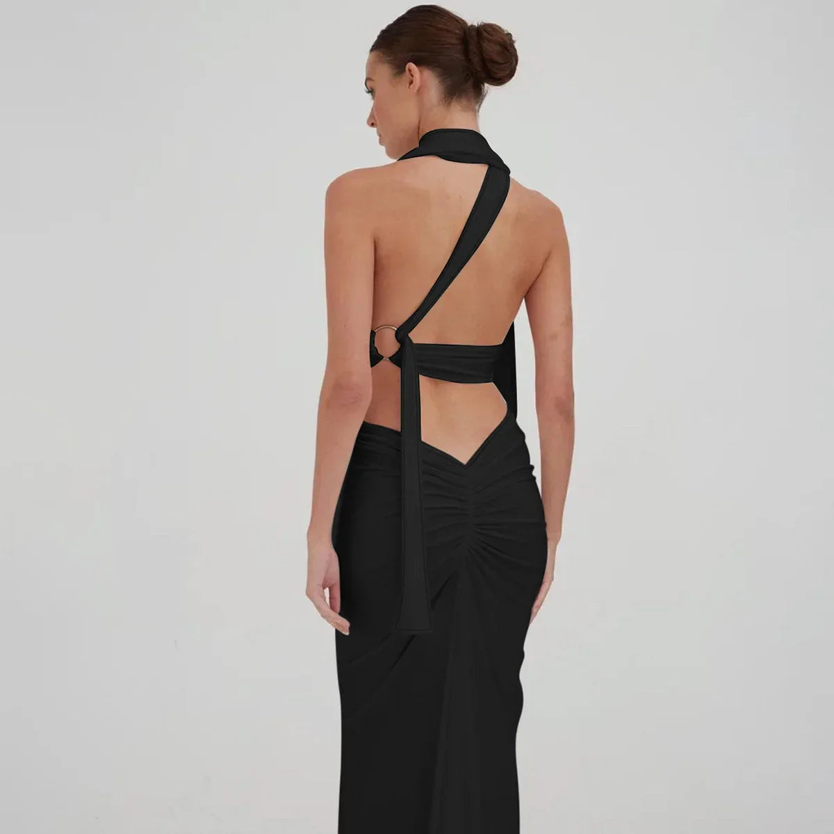 Party Outfits- Choker Halter Two-Piece Set for Elegant Gala Events- - Pekosa Women Fashion