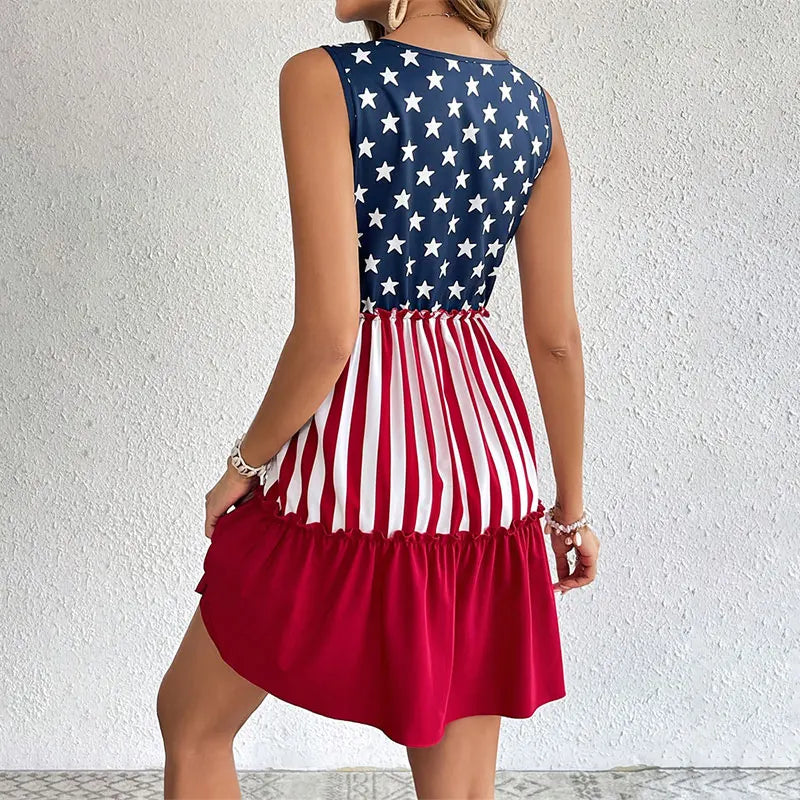 Patriotic Dress- American Flag Dress for Patriotic Parties- - Chuzko Women Clothing