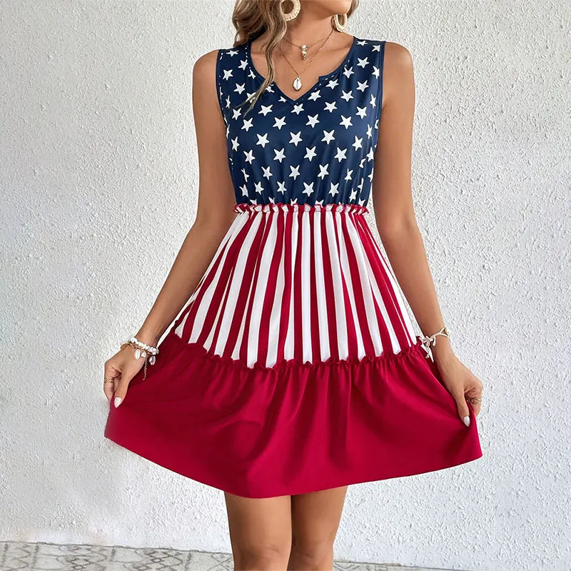 Patriotic Dress- American Flag Dress for Patriotic Parties- - Chuzko Women Clothing