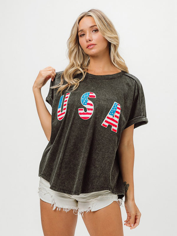 T-shirt oversize USA pour femmes pour les célébrations