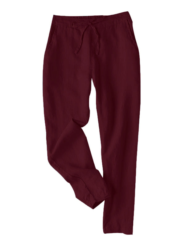 Pencil Pants - Pencil-Cut Cotton-Blend Pants with Pockets