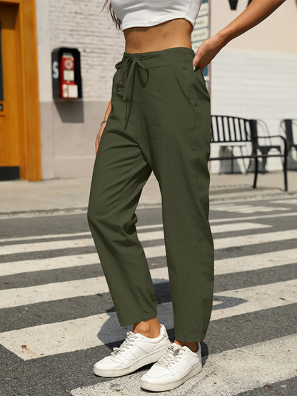 Pencil Pants - Pencil-Cut Cotton-Blend Pants with Pockets