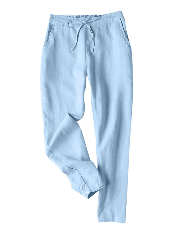 Pencil Pants - Pencil-Cut Cotton-Blend Pants with Pockets